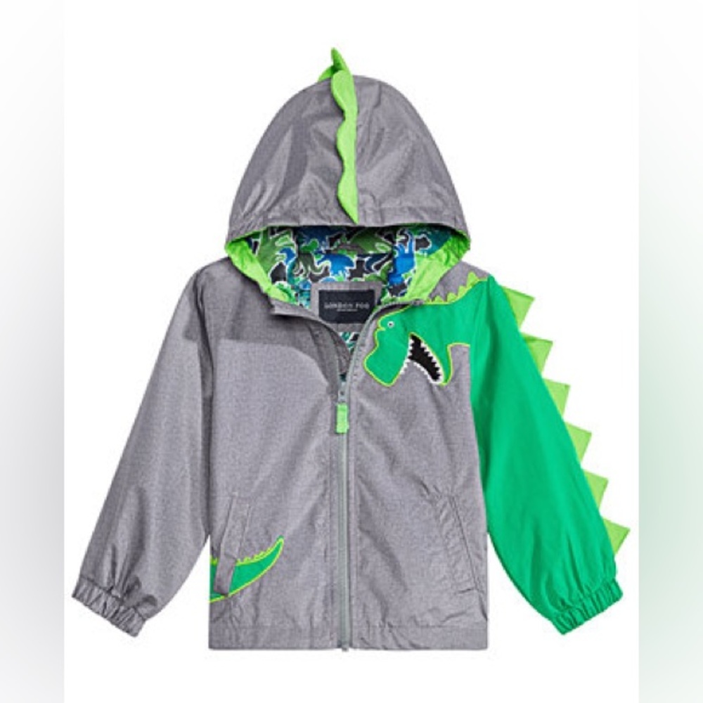 LONDON FOG Carter’s Boys’ Dinosaur Wrap-Around Graphic Hooded Windbreaker Size 6